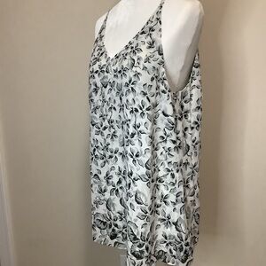 CAbi Black and White Floral Camisole